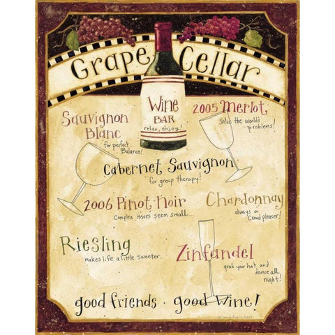 Wine Menu White Modern Wood Framed Art Print by DiPaolo, Dan