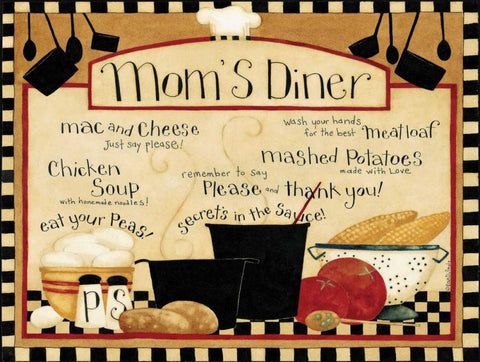 Moms Diner Black Ornate Wood Framed Art Print with Double Matting by DiPaolo, Dan