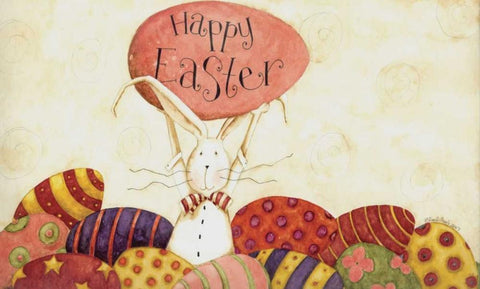 Happy Easter Eggbert White Modern Wood Framed Art Print with Double Matting by DiPaolo, Dan