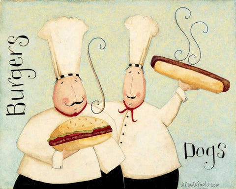 Burgers Dogs Black Ornate Wood Framed Art Print with Double Matting by DiPaolo, Dan