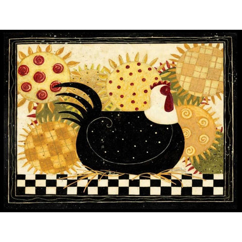 Hen Black Modern Wood Framed Art Print with Double Matting by DiPaolo, Dan