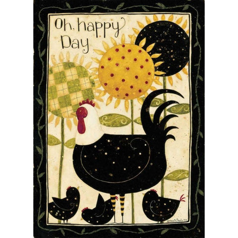 Henrietta With Chicks Black Modern Wood Framed Art Print with Double Matting by DiPaolo, Dan