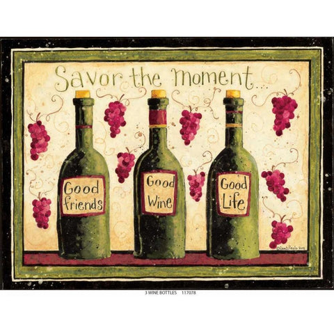 Wine Bottles Gold Ornate Wood Framed Art Print with Double Matting by DiPaolo, Dan