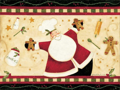 Santa Black Ornate Wood Framed Art Print with Double Matting by DiPaolo, Dan