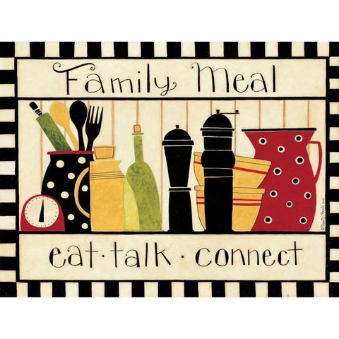 Family Meal Black Modern Wood Framed Art Print with Double Matting by DiPaolo, Dan