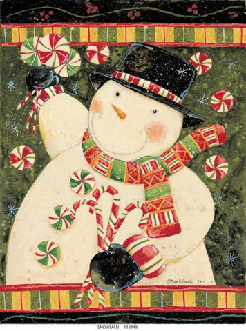Snowman Candy Black Ornate Wood Framed Art Print with Double Matting by DiPaolo, Dan
