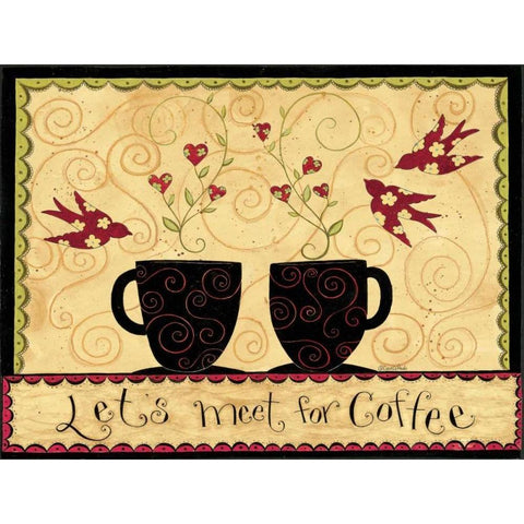 Meet For Coffee White Modern Wood Framed Art Print by DiPaolo, Dan