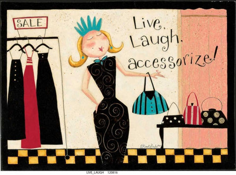 Live Laugh Life Black Ornate Wood Framed Art Print with Double Matting by DiPaolo, Dan