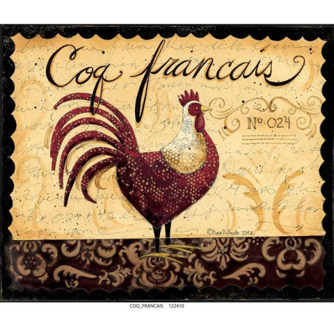 Coq Francais Black Modern Wood Framed Art Print by DiPaolo, Dan