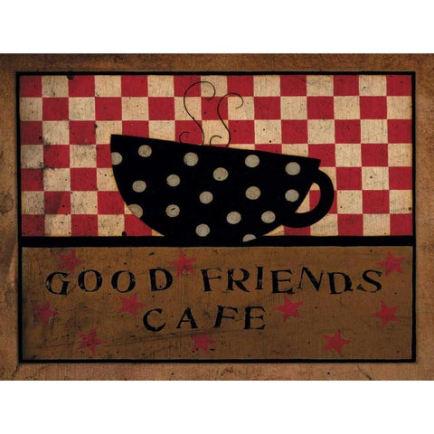 Friends And Coffee Black Modern Wood Framed Art Print with Double Matting by DiPaolo, Dan