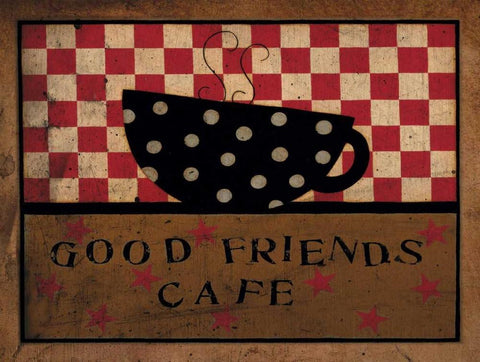 Friends And Coffee Black Ornate Wood Framed Art Print with Double Matting by DiPaolo, Dan