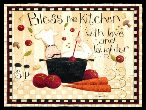Bless This Kitchen White Modern Wood Framed Art Print with Double Matting by DiPaolo, Dan