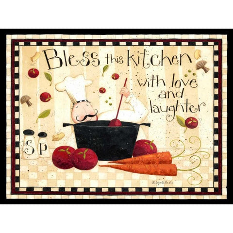 Bless This Kitchen Black Modern Wood Framed Art Print with Double Matting by DiPaolo, Dan