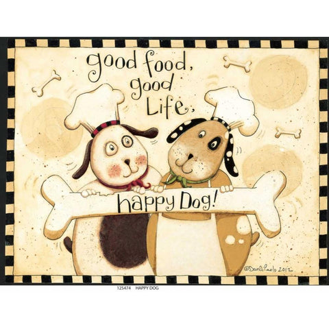 Happy Dogs White Modern Wood Framed Art Print by DiPaolo, Dan