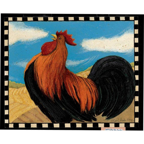 Bluesky Rooster Black Modern Wood Framed Art Print with Double Matting by DiPaolo, Dan