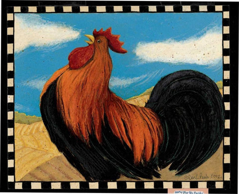 Bluesky Rooster Black Ornate Wood Framed Art Print with Double Matting by DiPaolo, Dan