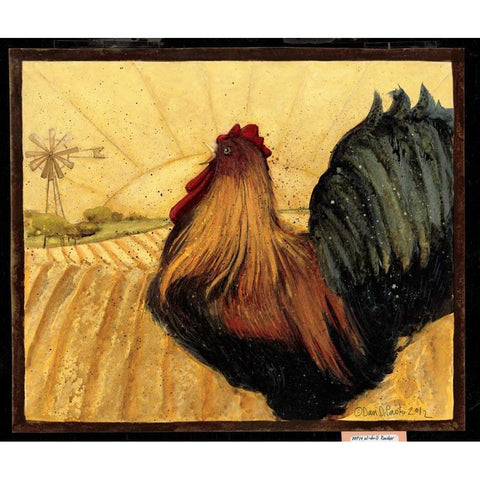 Windmill Rooster Black Modern Wood Framed Art Print by DiPaolo, Dan