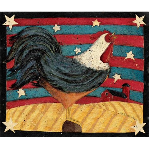American Rooster Black Modern Wood Framed Art Print with Double Matting by DiPaolo, Dan