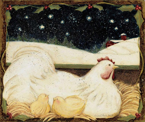 Christmas Chicks White Modern Wood Framed Art Print with Double Matting by DiPaolo, Dan