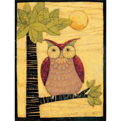 Owl Gold Ornate Wood Framed Art Print with Double Matting by DiPaolo, Dan