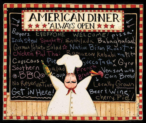 American Diner White Modern Wood Framed Art Print with Double Matting by DiPaolo, Dan