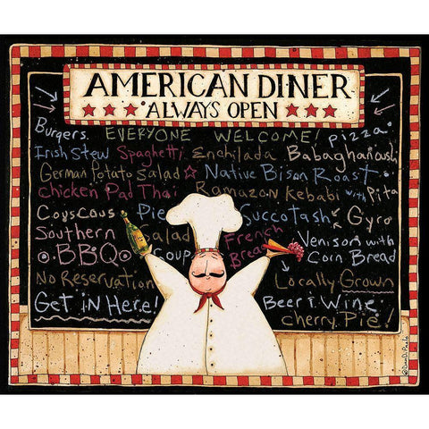 American Diner White Modern Wood Framed Art Print by DiPaolo, Dan