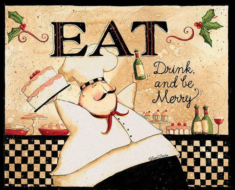 Eat Drink Be Merry White Modern Wood Framed Art Print with Double Matting by DiPaolo, Dan