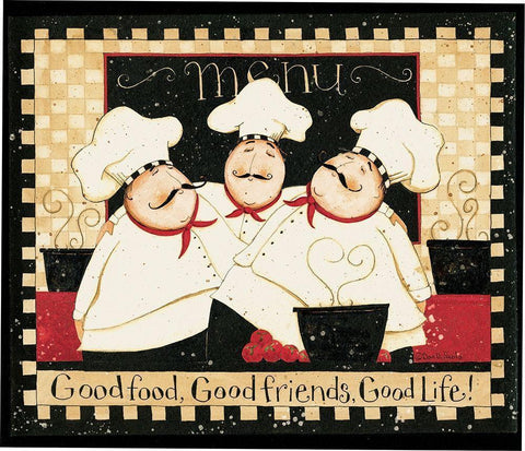 Good Food Good Friends 2 White Modern Wood Framed Art Print with Double Matting by DiPaolo, Dan