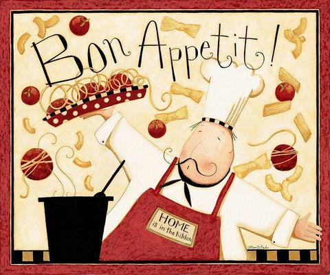 Cooks Bon Appetit Black Ornate Wood Framed Art Print with Double Matting by DiPaolo, Dan