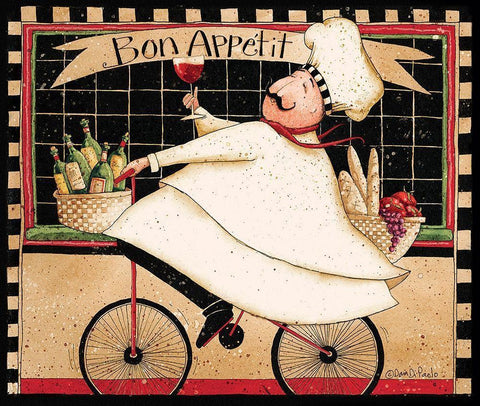 Bon Appetit Black Ornate Wood Framed Art Print with Double Matting by DiPaolo, Dan