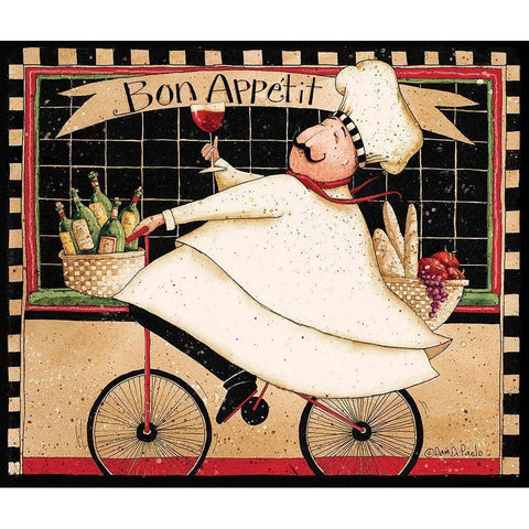 Bon Appetit Black Modern Wood Framed Art Print with Double Matting by DiPaolo, Dan