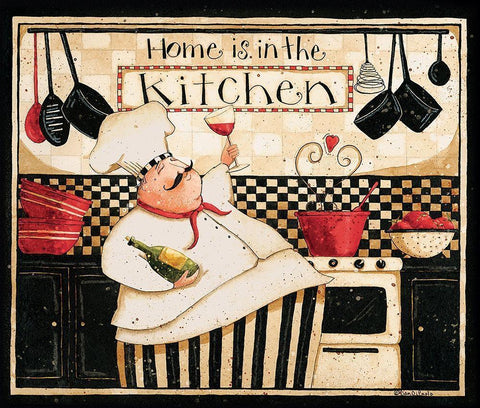 Home Is In The Kitchen Black Ornate Wood Framed Art Print with Double Matting by DiPaolo, Dan