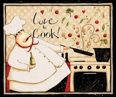 Love To Cook White Modern Wood Framed Art Print with Double Matting by DiPaolo, Dan