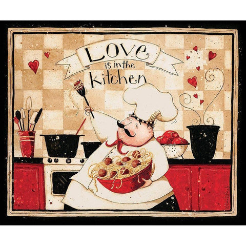 Love Is In The Kitchen Black Modern Wood Framed Art Print by DiPaolo, Dan