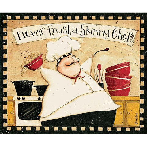 Never Trust Skinny Chef Gold Ornate Wood Framed Art Print with Double Matting by DiPaolo, Dan