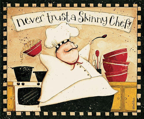 Never Trust Skinny Chef Black Ornate Wood Framed Art Print with Double Matting by DiPaolo, Dan