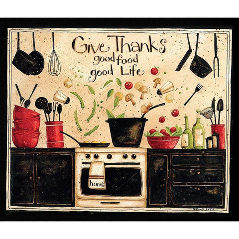 Give Thanks Good Food Gold Ornate Wood Framed Art Print with Double Matting by DiPaolo, Dan