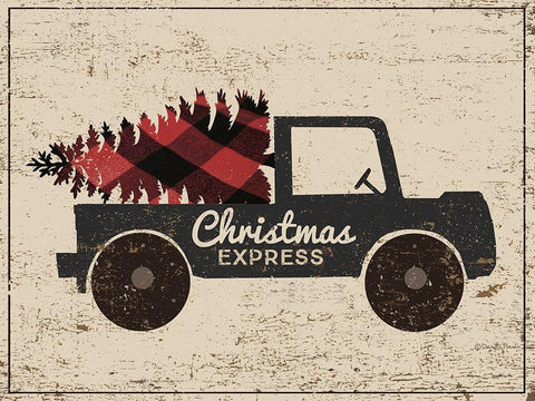 Christmas Express Black Ornate Wood Framed Art Print with Double Matting by DiPaolo, Dan