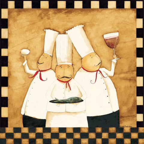 Bistro Chefs White Modern Wood Framed Art Print with Double Matting by DiPaolo, Dan