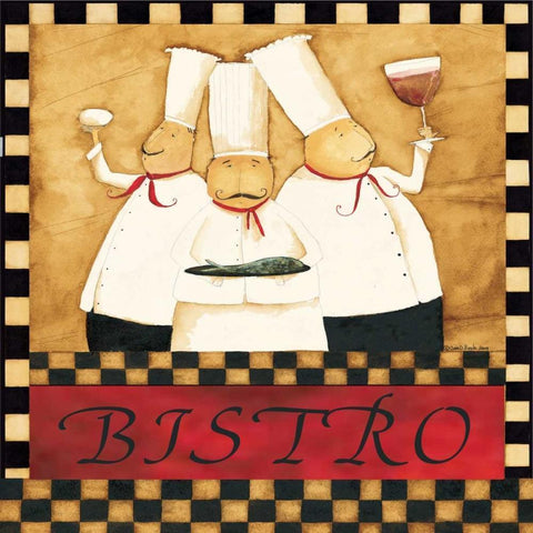 Bistro Chefs Black Modern Wood Framed Art Print with Double Matting by DiPaolo, Dan