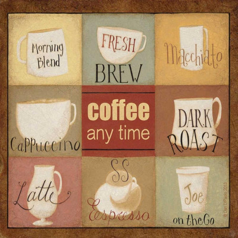 Coffee Anytime Black Modern Wood Framed Art Print by DiPaolo, Dan