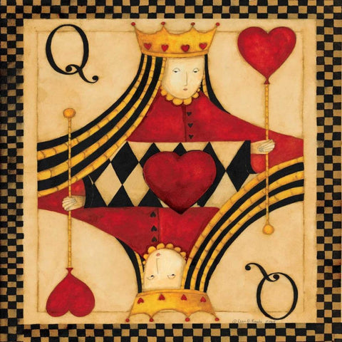 Q Hearts Black Ornate Wood Framed Art Print with Double Matting by DiPaolo, Dan