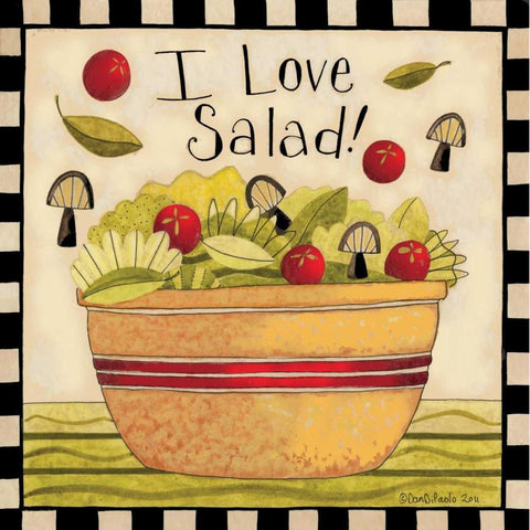 I love Salad Black Modern Wood Framed Art Print with Double Matting by DiPaolo, Dan