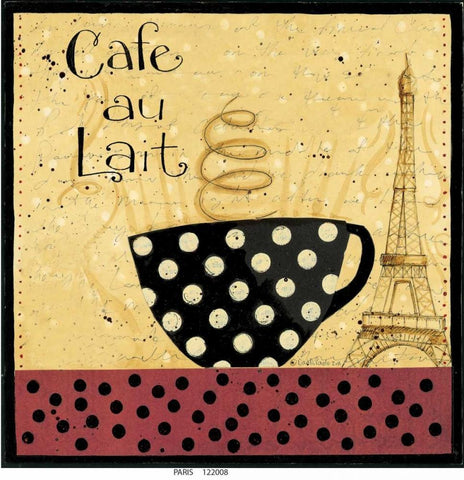 Cafe Au Lait Black Ornate Wood Framed Art Print with Double Matting by DiPaolo, Dan