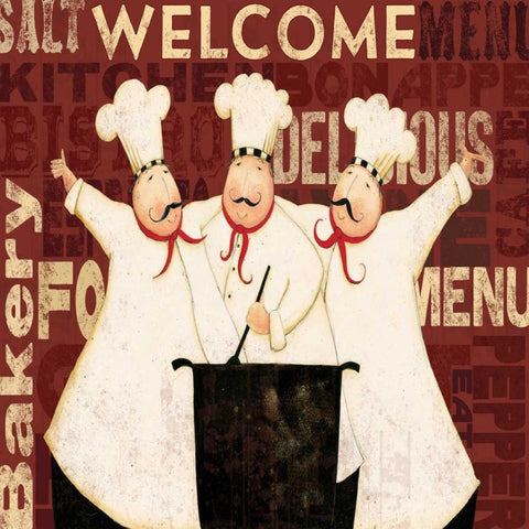 Welcome Chef White Modern Wood Framed Art Print with Double Matting by DiPaolo, Dan