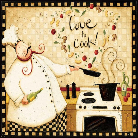 Love to Cook Black Ornate Wood Framed Art Print with Double Matting by DiPaolo, Dan