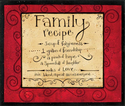 Family Recipe Black Ornate Wood Framed Art Print with Double Matting by DiPaolo, Dan