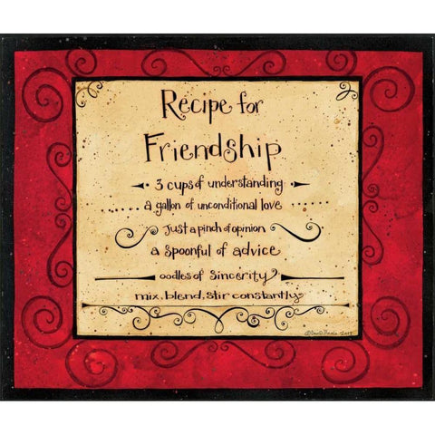 Friendship Recipe Gold Ornate Wood Framed Art Print with Double Matting by DiPaolo, Dan