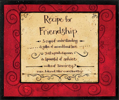 Friendship Recipe White Modern Wood Framed Art Print with Double Matting by DiPaolo, Dan