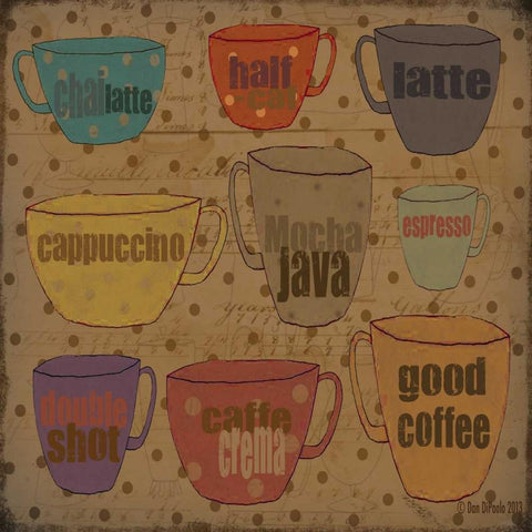 Coffee Blend White Modern Wood Framed Art Print by DiPaolo, Dan